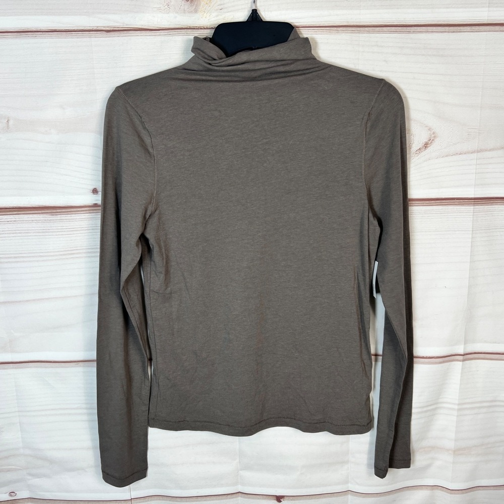 Gap Top Womens Small Gray Feather Turtleneck T-Shirt Long Sleeve Solid Stretch